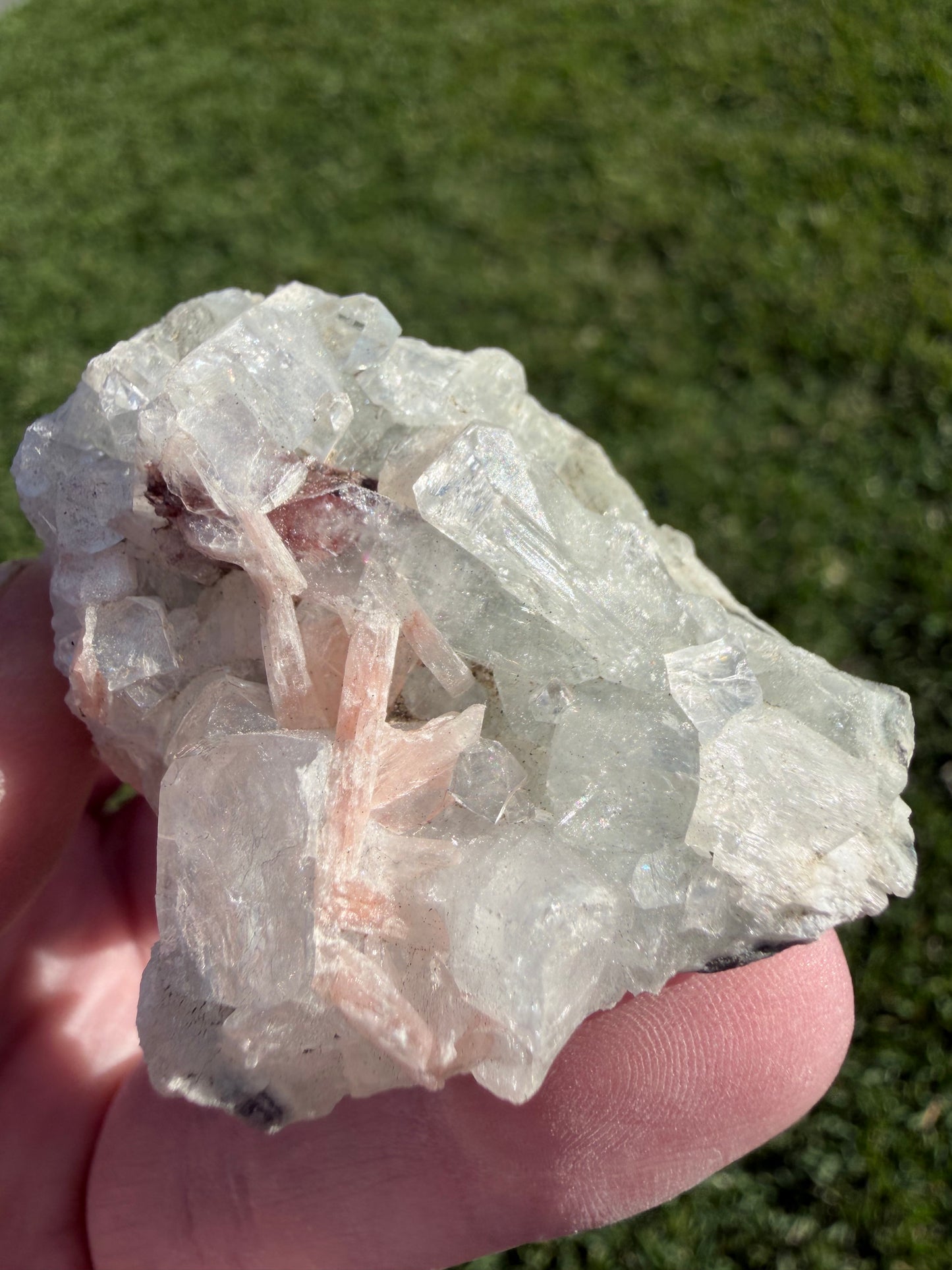 Jalgaon Apophyllite Cluster with Peach Stilbite, Heulandite & Chalcedony – India