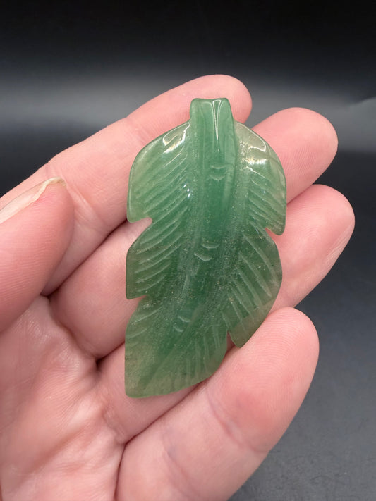 Green Aventurine Feather Carving