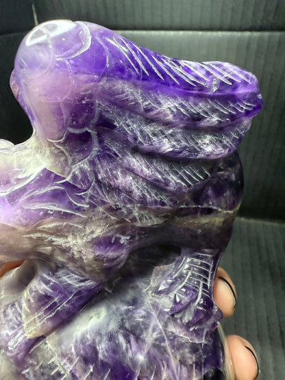 Amethyst Skull with Dragon