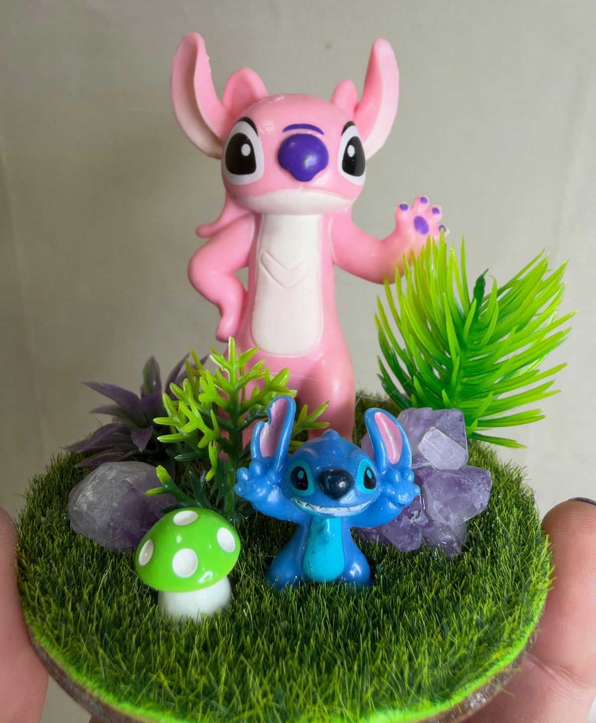 Angel & Stitch Amethyst Crystal Garden – 6cm