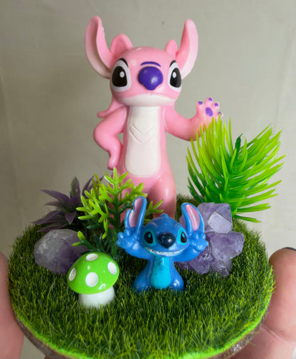 Angel & Stitch Amethyst Crystal Garden – 6cm