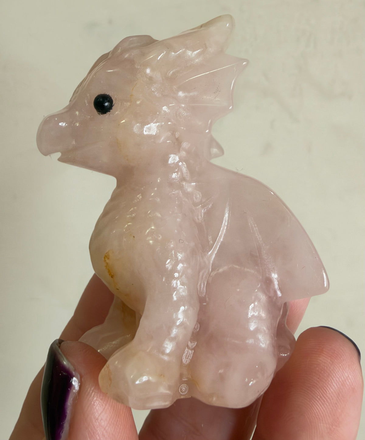 Baby Dragon Rose Quartz Carving – 6 cm