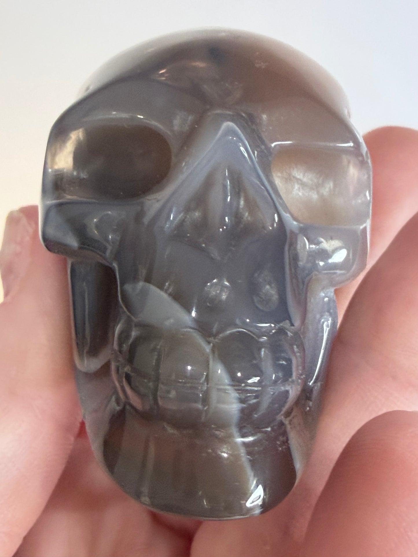 Agate Skull with Sugar Druzy Base – 6.5cm | 106g
