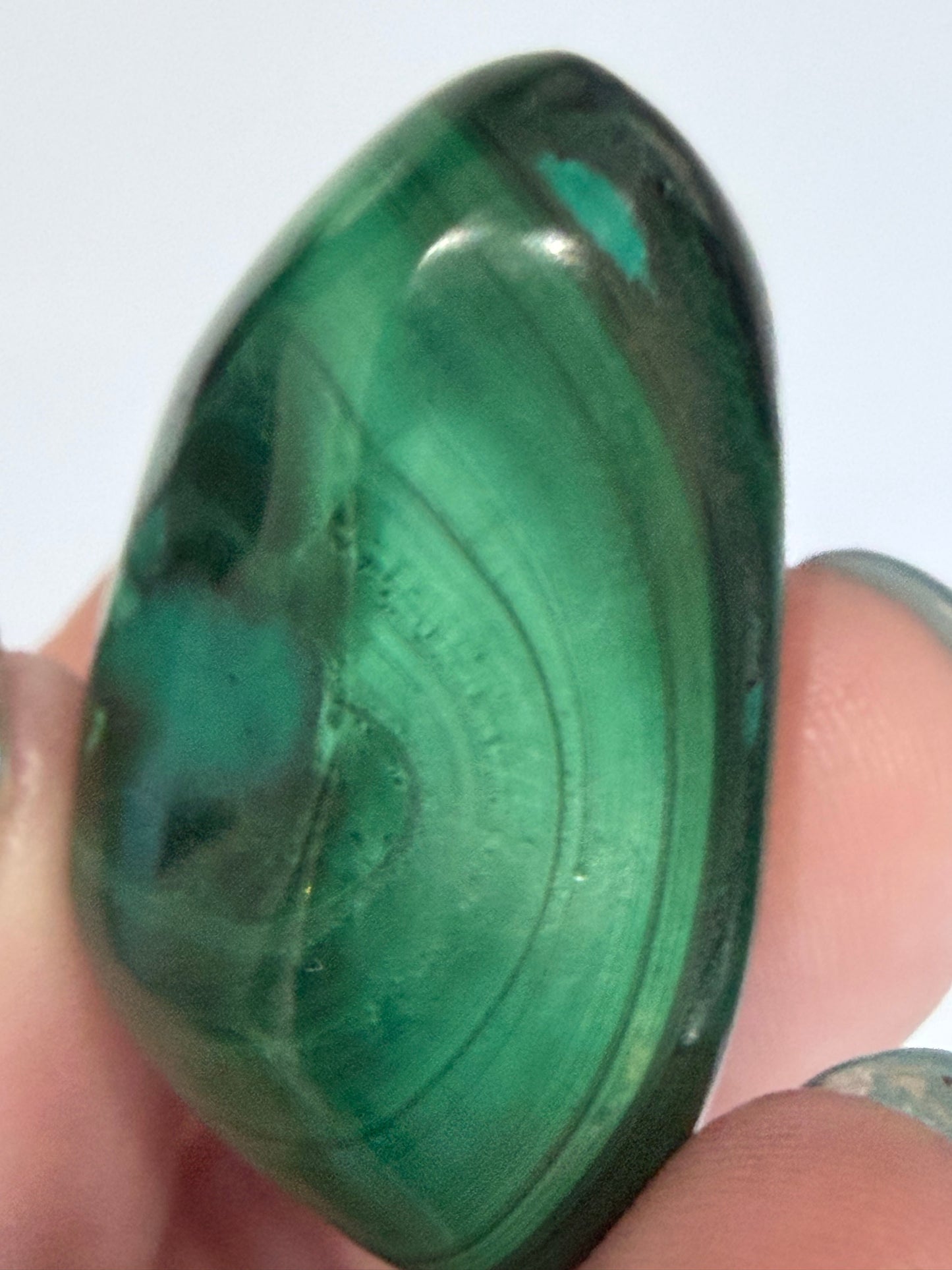 Malachite Tumble Stone - Concentric “eye” patterns A -