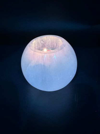 Selenite Sphere Candle Holder