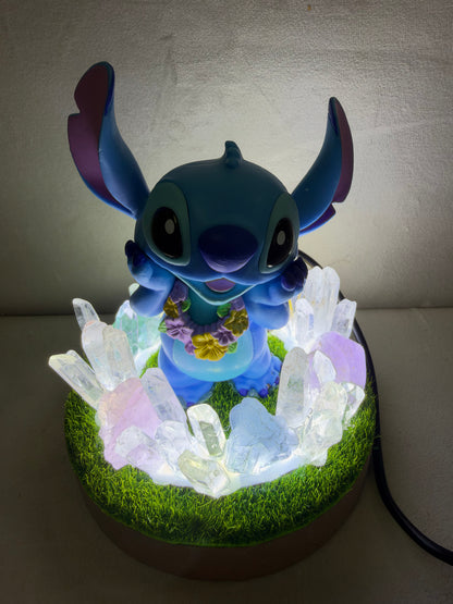 Stitch Crystal Garden USB Lamp – Approx. 11 cm Base