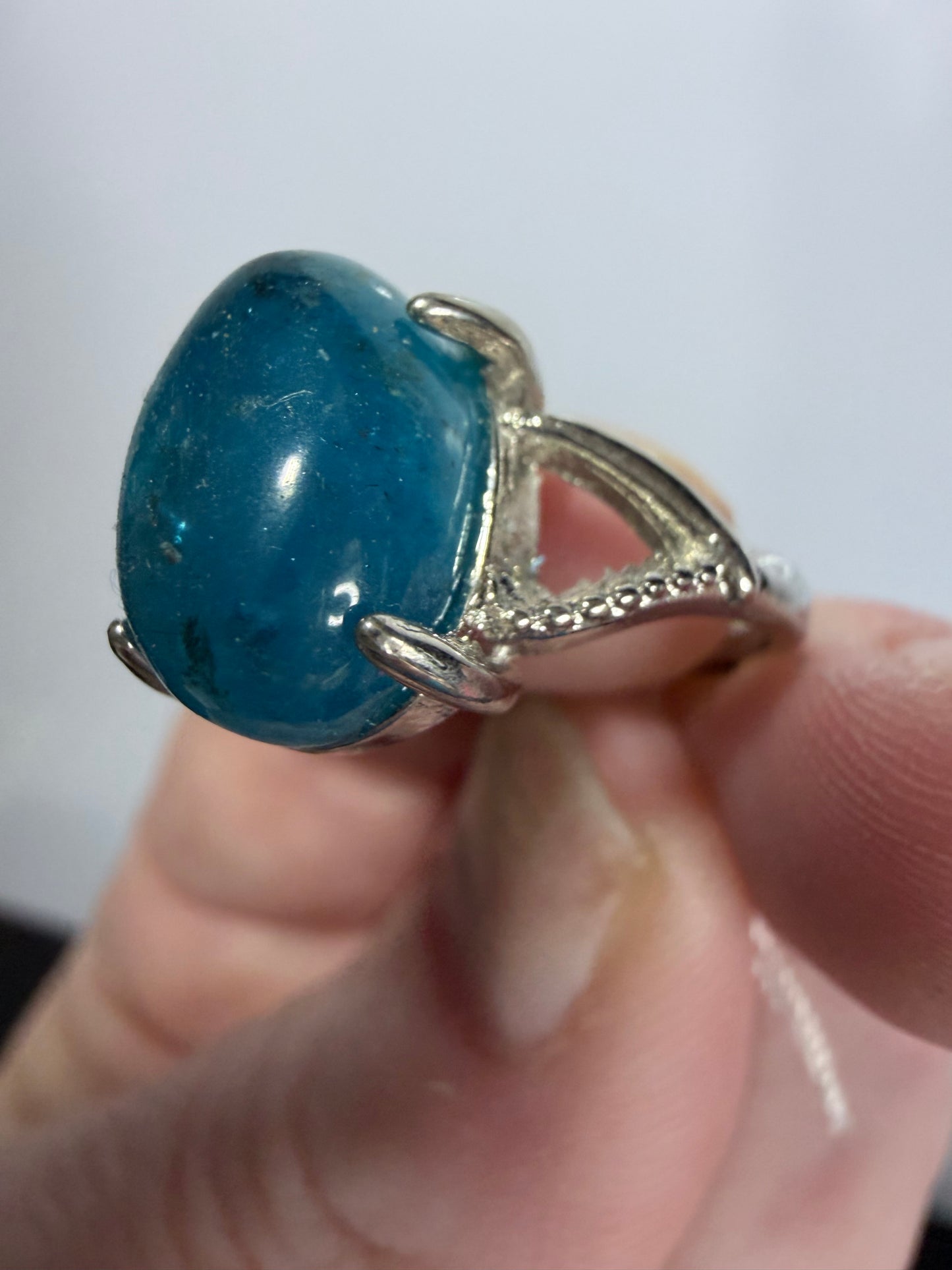 Natural Blue Apatite Adjustable Ring A