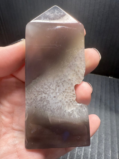 Black Druzy Agate Tower