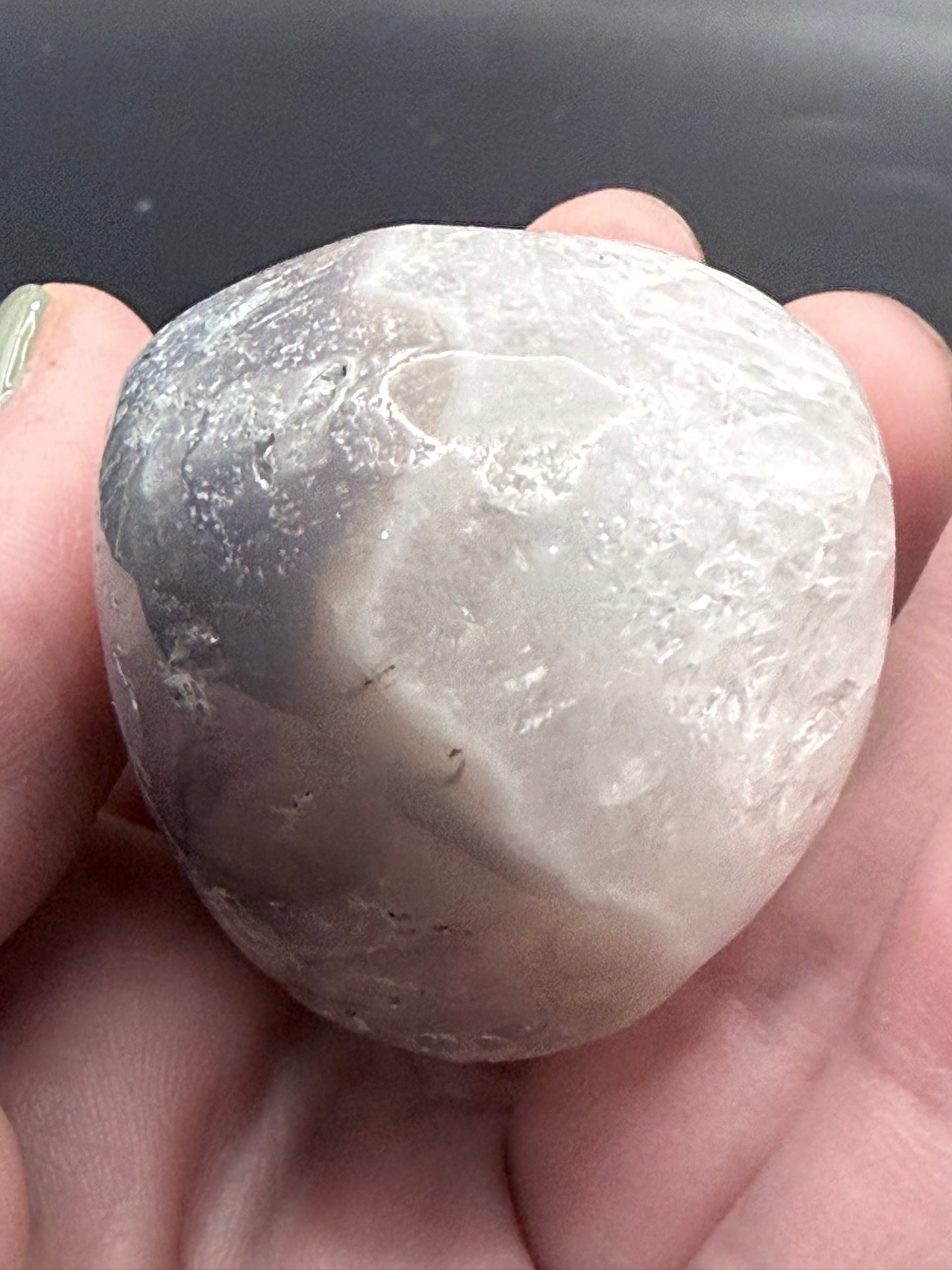 Moss Agate with Quartz Skull Carving – 120g | 5.5 × 5cm