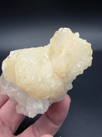 Stilbite on Apophyllite with Chrysocolla on Back