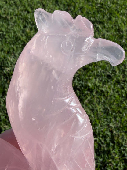 Rose Quartz Parrot Carving – 500g