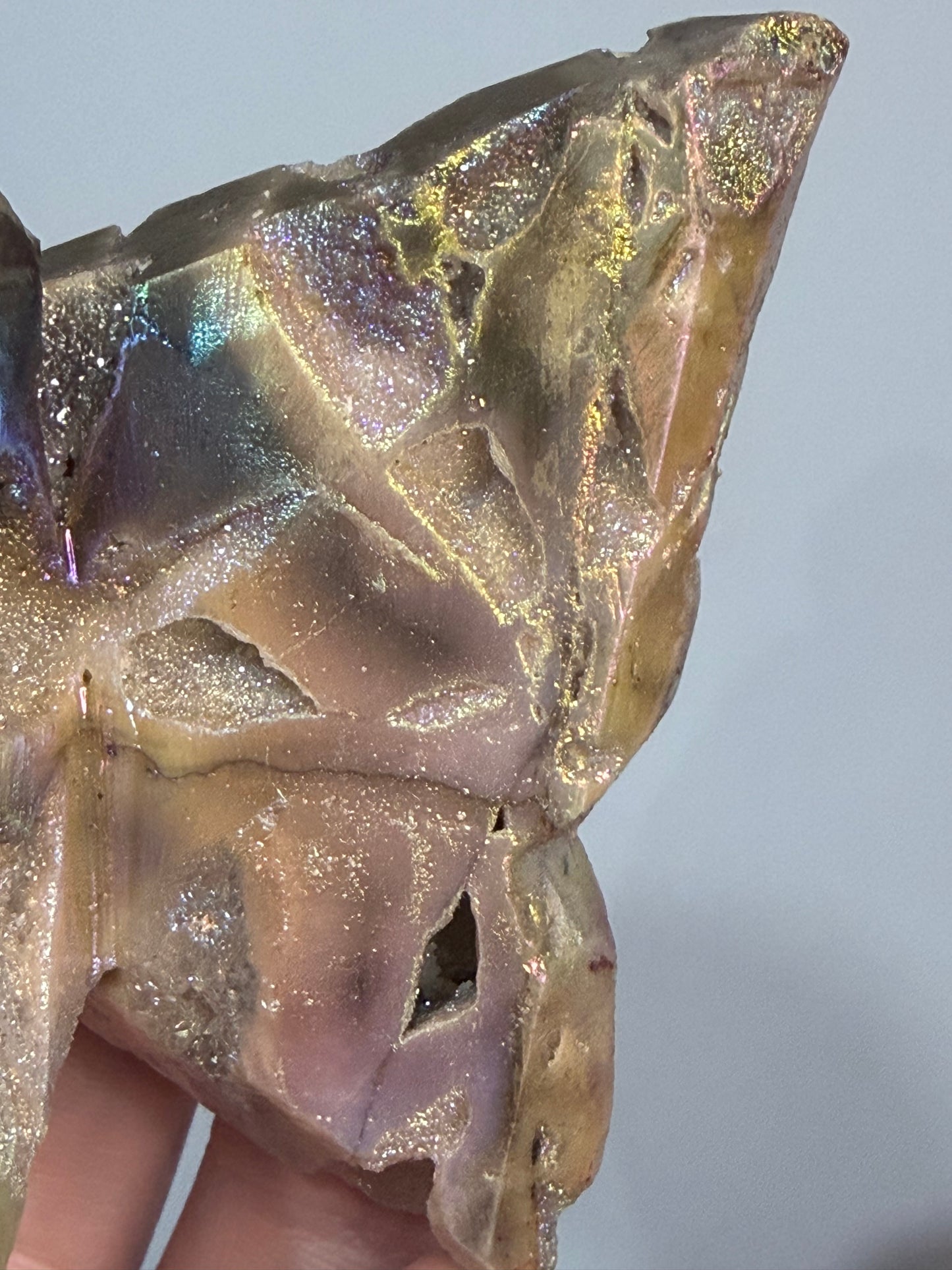 Aura Sphalerite Druzy Butterfly Carving F