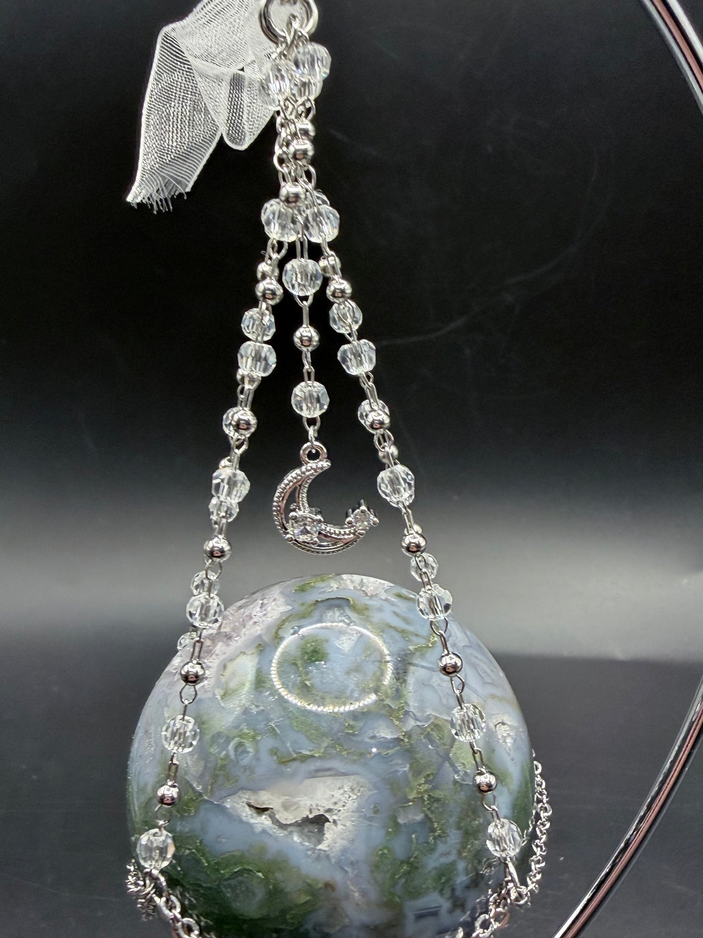 Hanging Sphere Display Stand Silver (Sphere not included)