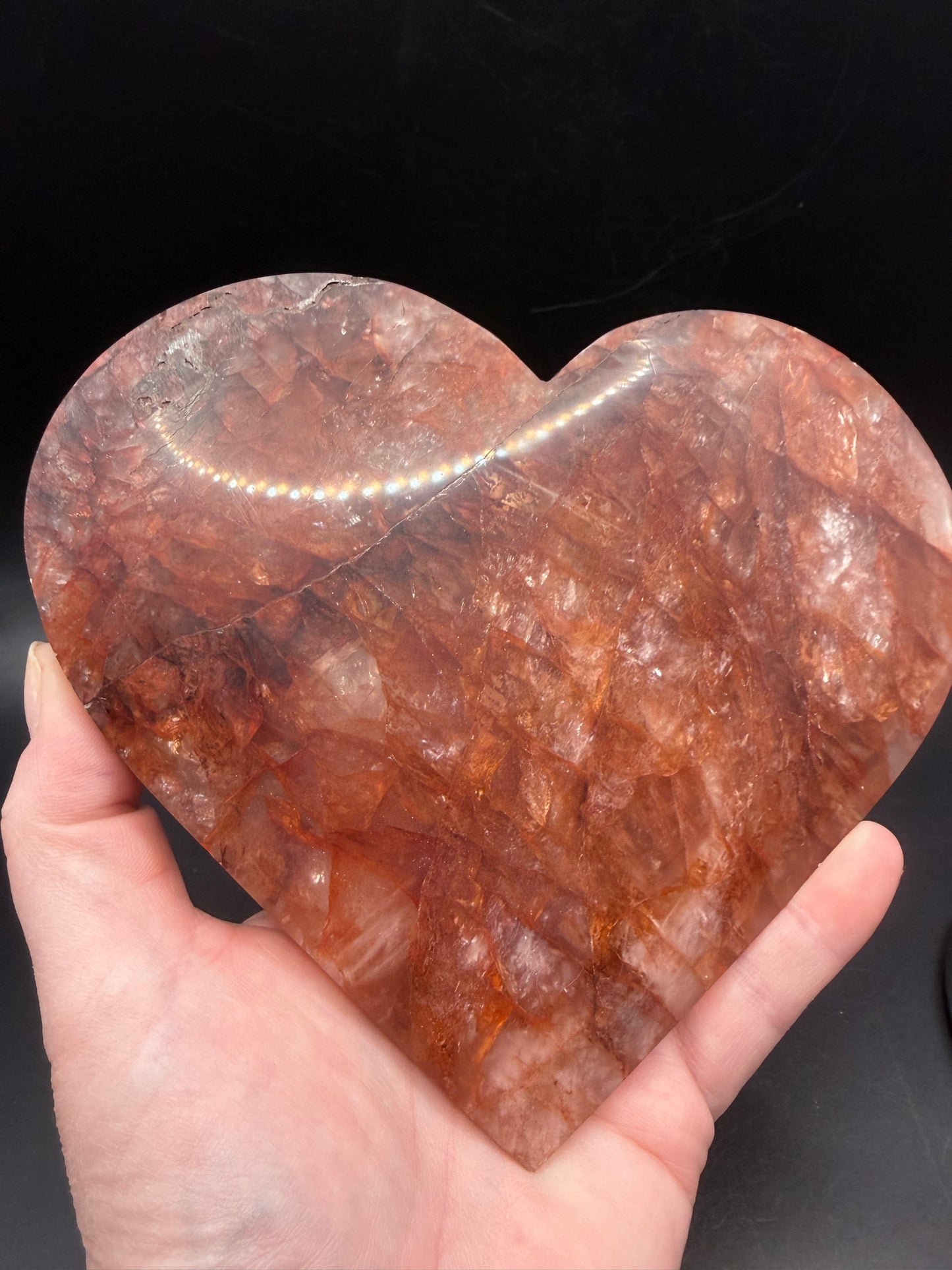 Fire Quartz Heart on Custom Stand