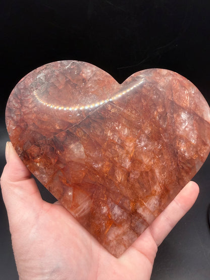 Fire Quartz Heart on Custom Stand