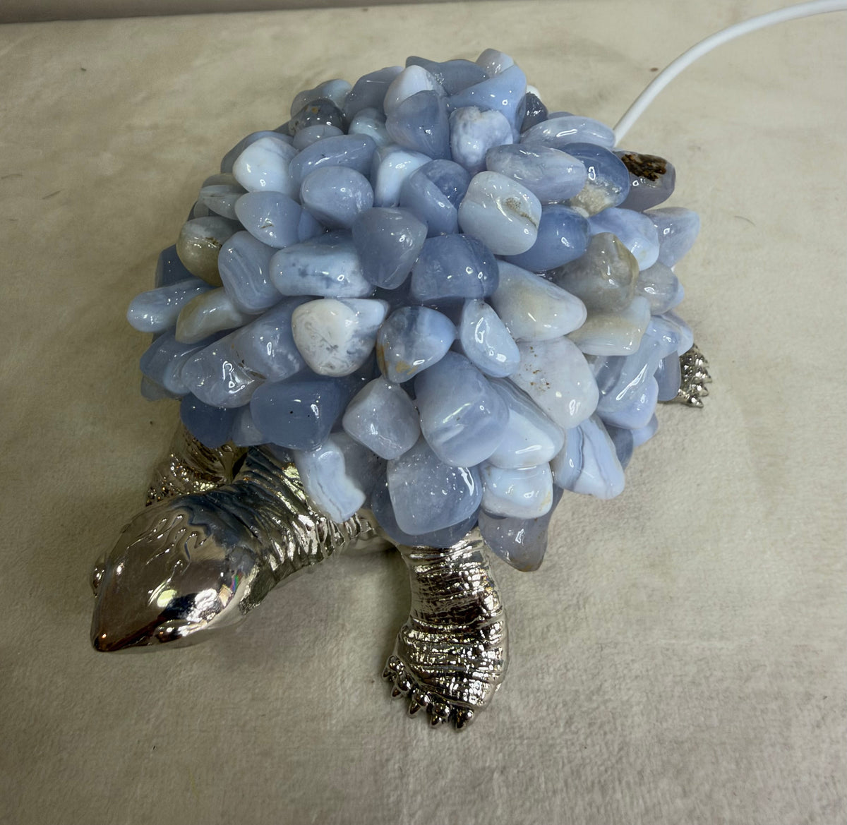 Blue Lace Agate Turtle Colour Changing USB Lamp