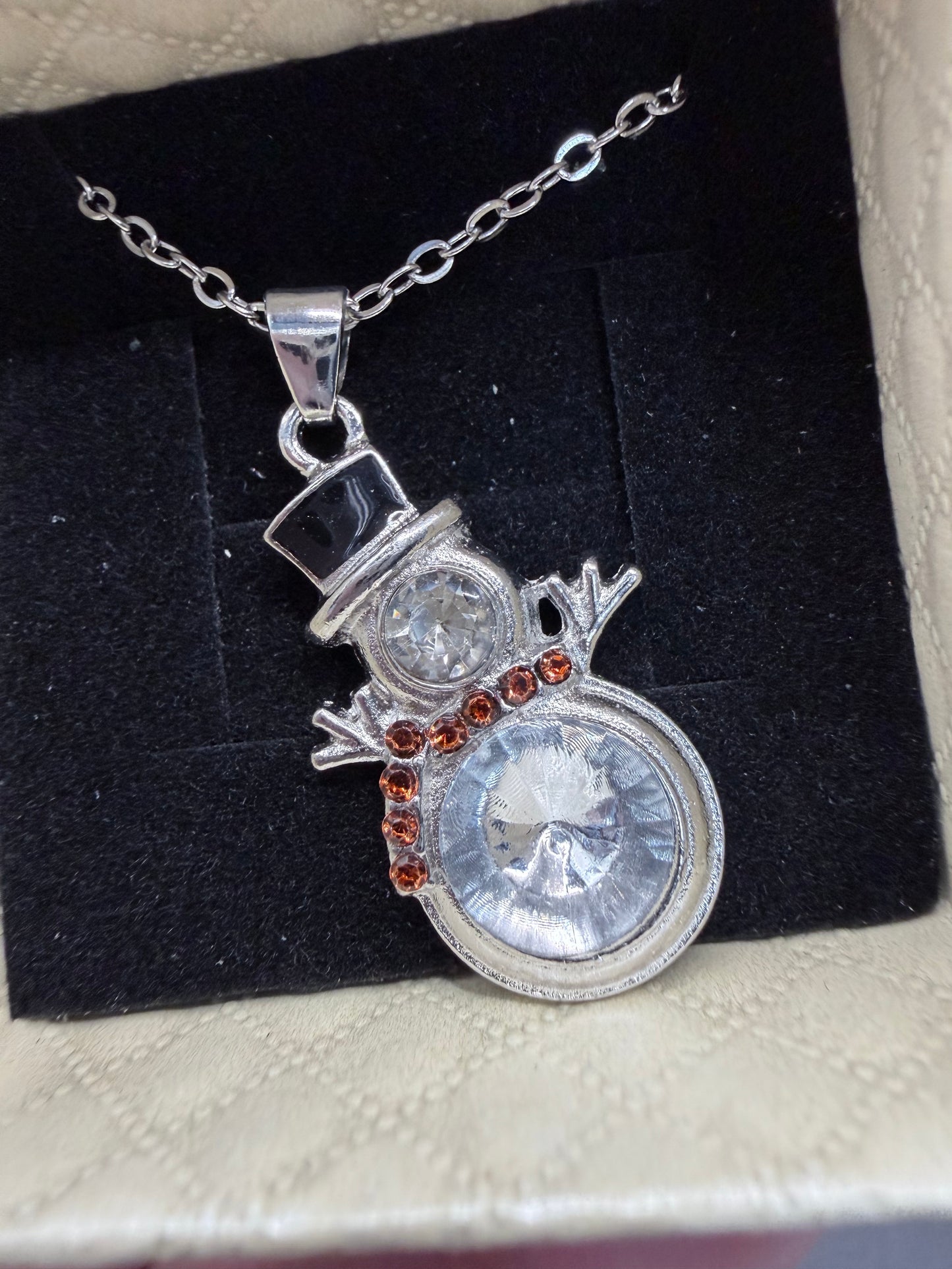 Crystal Snowman Necklace – Gift Box Included