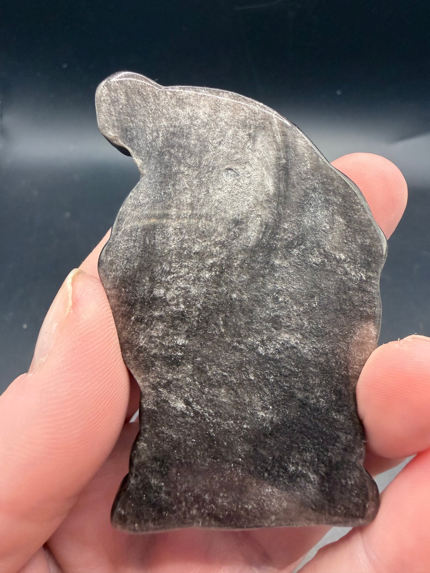 Silver Obsidian Santa – 6.5cm
