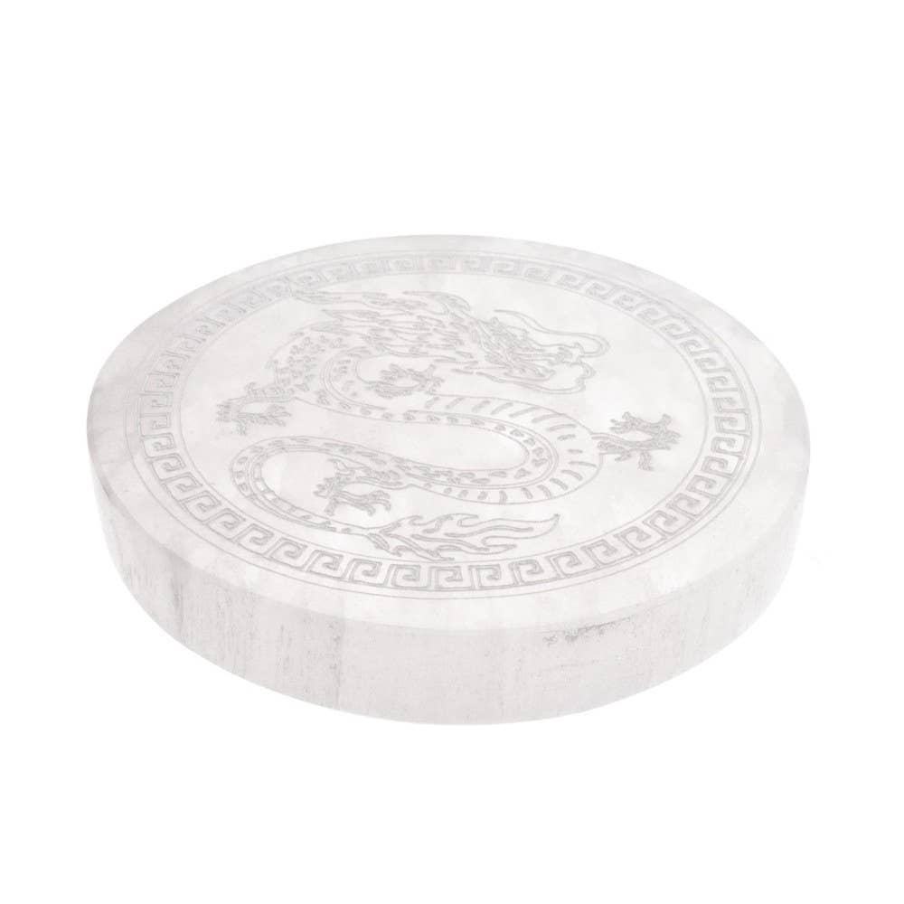 Extra Dragon Selenite Circular Plate - Purification