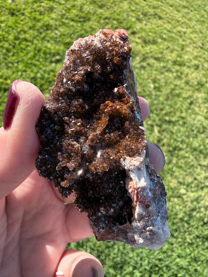 Manganese with Quartz Cluster