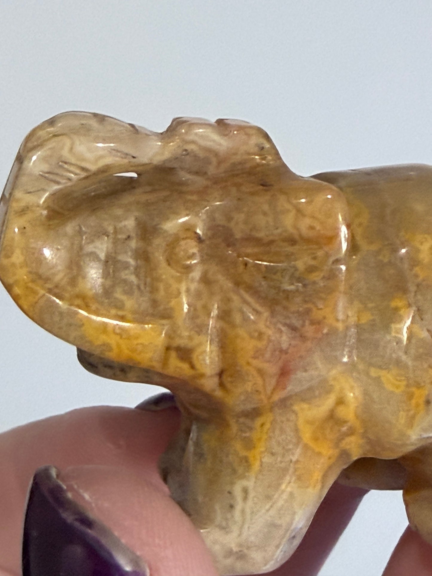 Crazy Lace Agate Elephant Carving – 5cm
