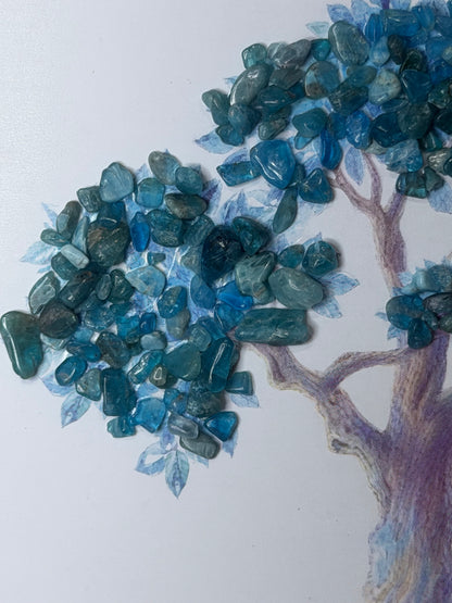 Mystic Apatite Gemstone Tree Framed Crystal Art | 15 x 20cm