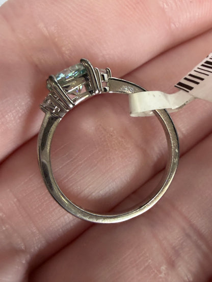 Green Moissanite Sterling Silver Ring – Size 6