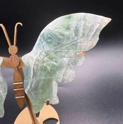 Snowflake Fluorite Butterfly with Stand