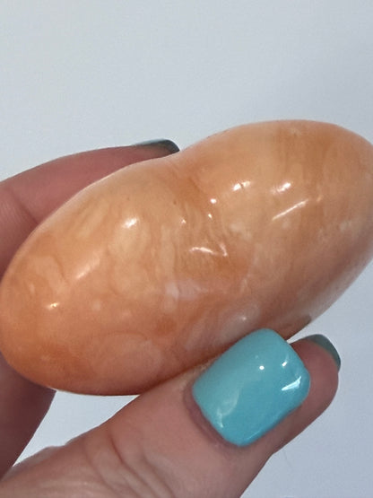 Orange Calcite Heart with Stand – 112g D 6.1cm