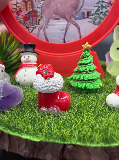 Red Christmas Lantern Scene – Blue LED Light