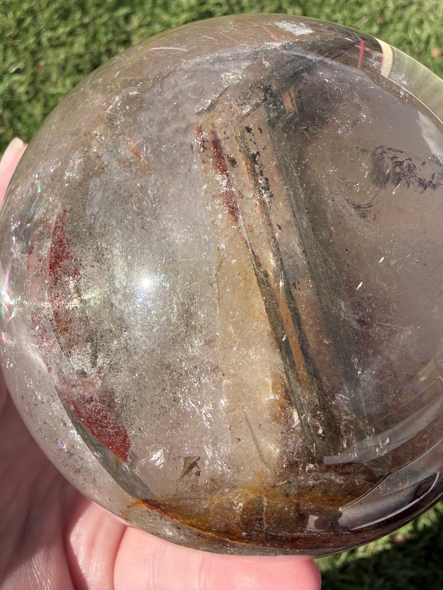 Large Garden Quartz (Lodolite) Sphere with Light Base – 11cm | 1.7kg