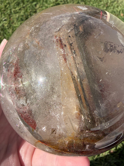 Large Garden Quartz (Lodolite) Sphere with Light Base – 11cm | 1.7kg