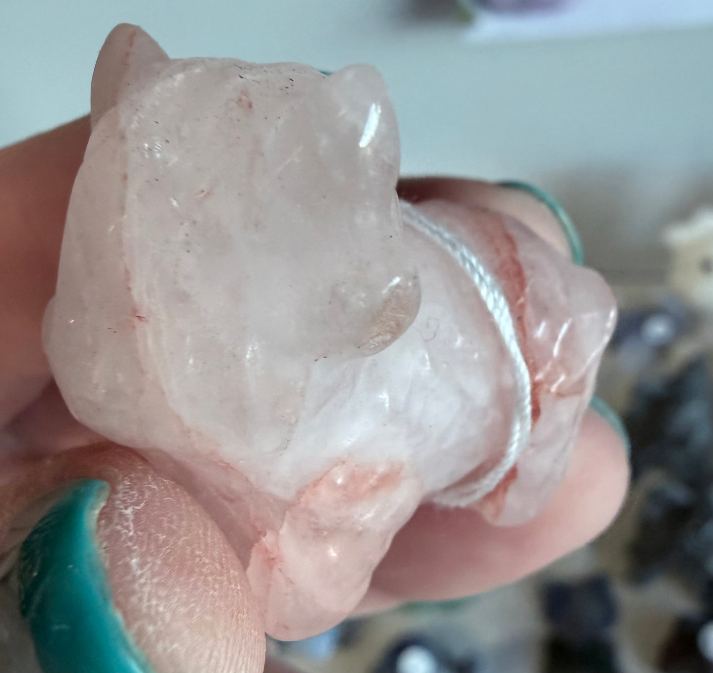 Mini Fire Quartz Highland Cow Crystal Carving