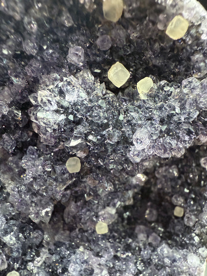 Black Amethyst with Calcite Cubes