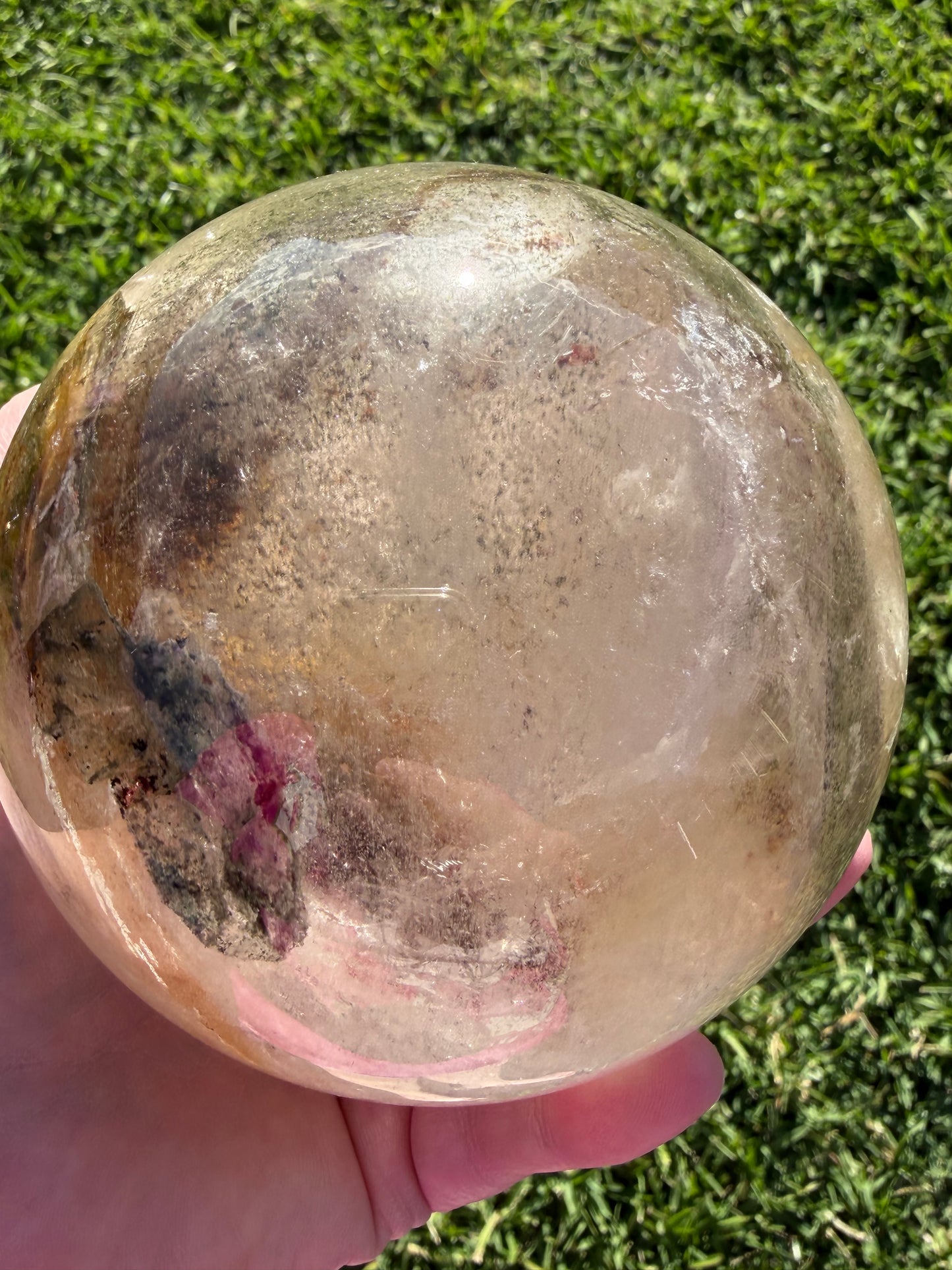 Large Garden Quartz (Lodolite) Sphere with Light Base – 11cm | 1.7kg