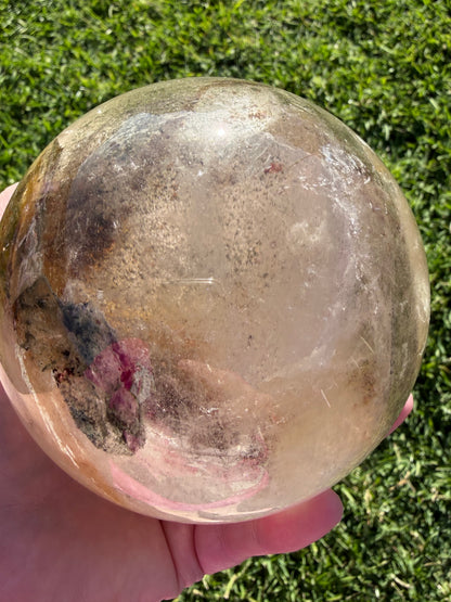 Large Garden Quartz (Lodolite) Sphere with Light Base – 11cm | 1.7kg