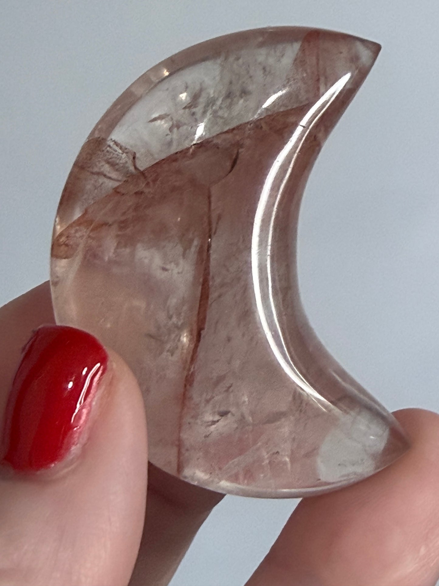 Fire Quartz Moon Carving – 5 cm (Pick Your Own)
