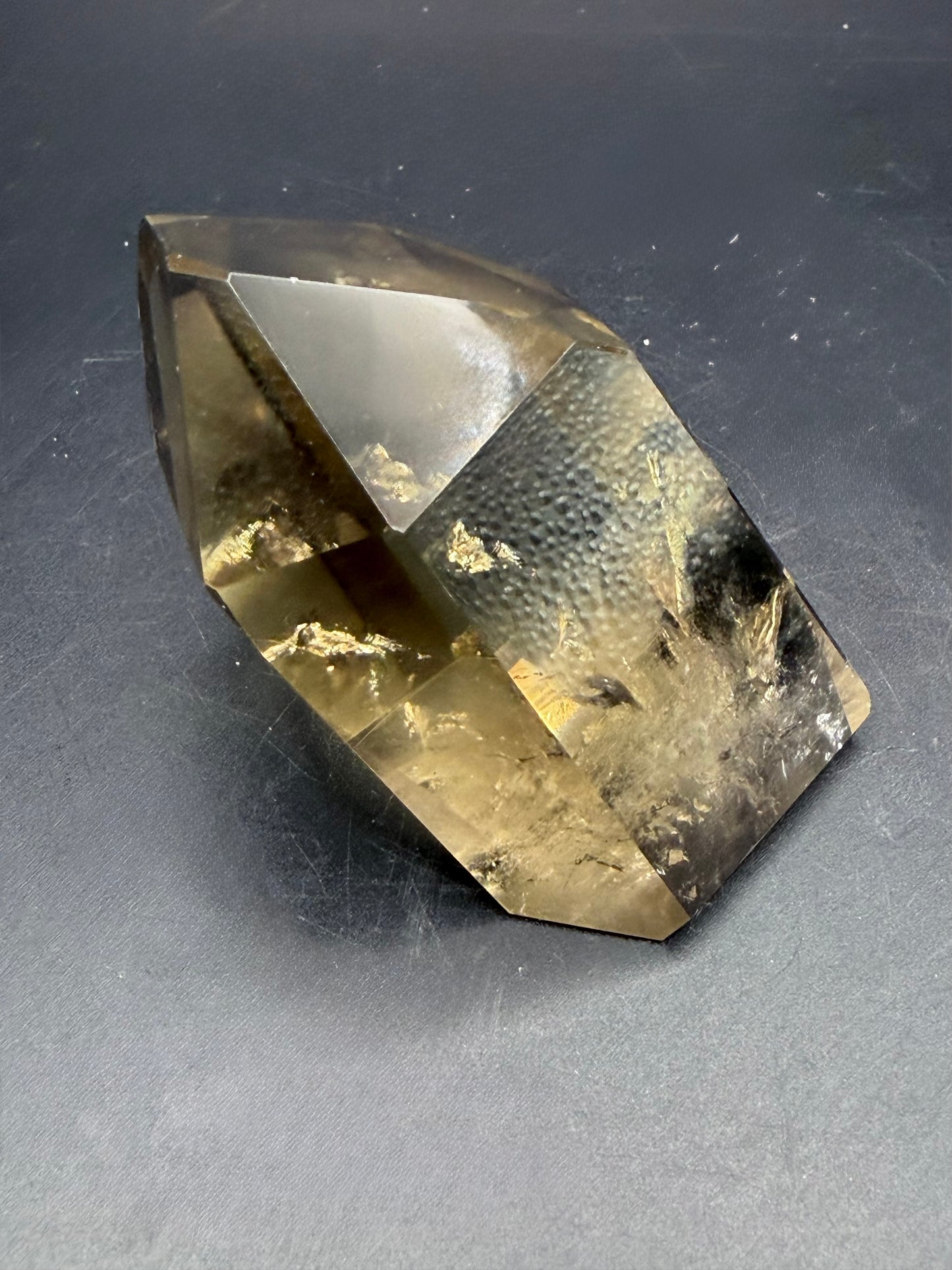 Smokey Citrine Point — High Clarity with Golden Inclusions