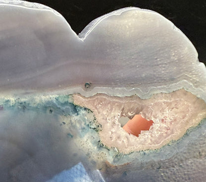 Stunning Agate Druzy Heart with Carved Feathers