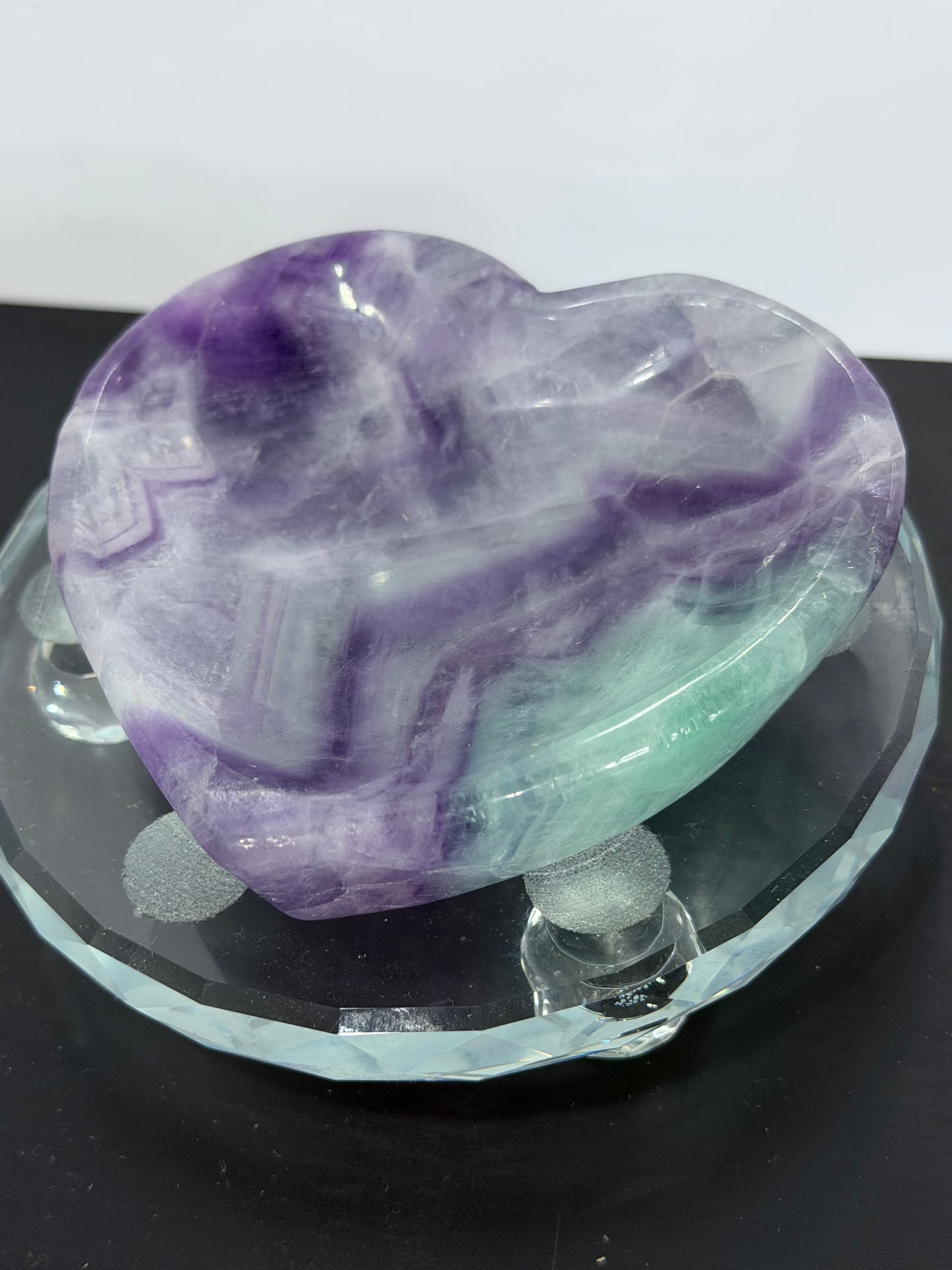 Rainbow Fluorite Heart Bowl with Stand – 262g