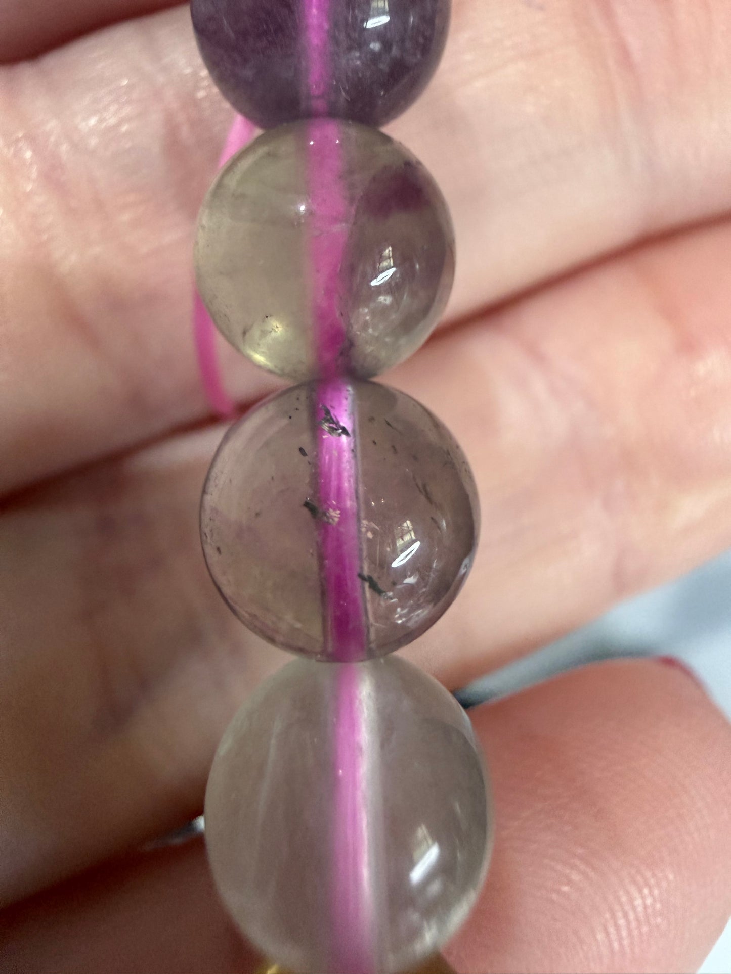 8mm High Quality Rainbow Fluorite Bracelet | Yellow, Blue, Purple, Green & Clear Fluorite