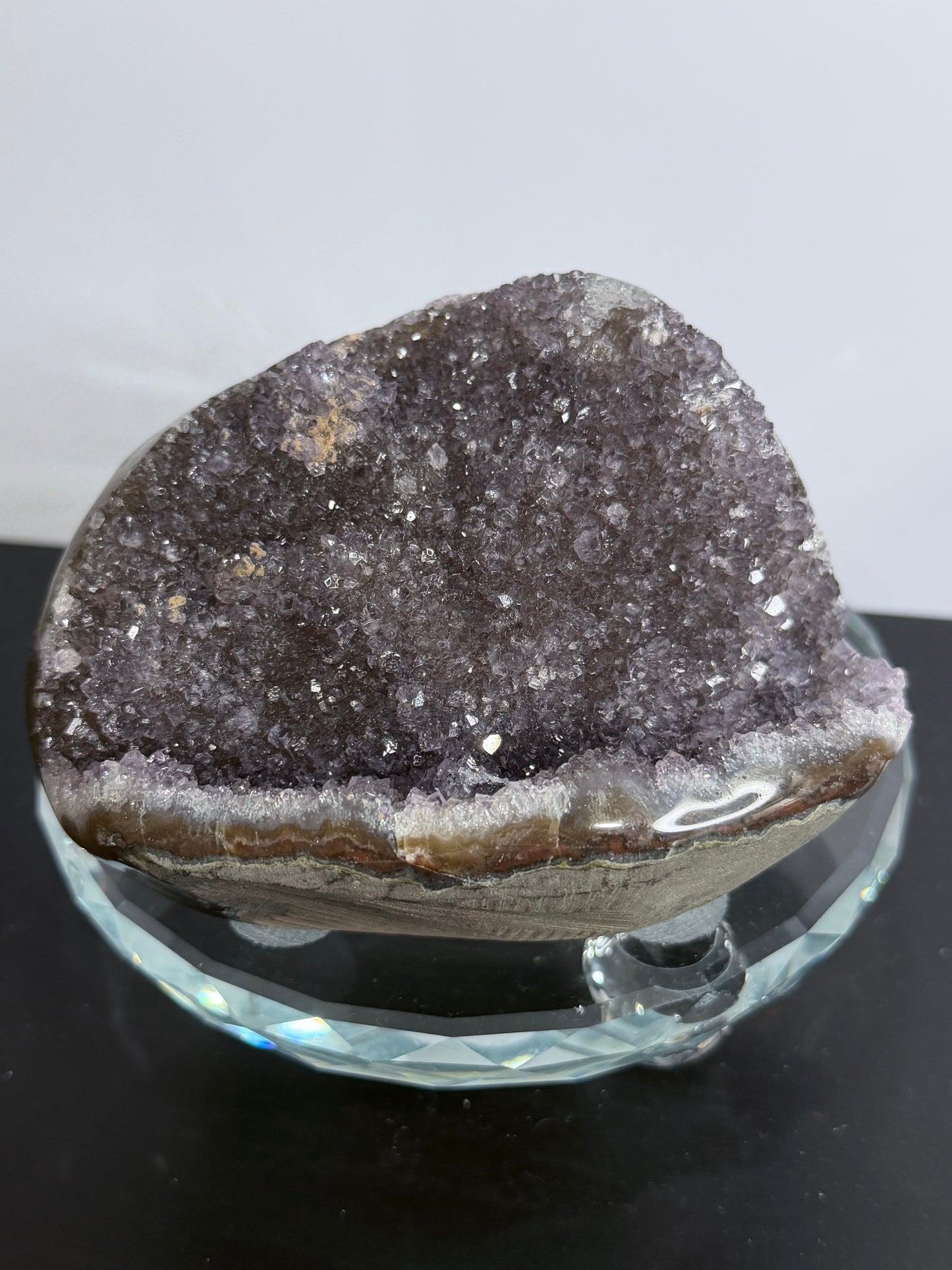 Red Amethyst Druzy Crystal Charging Bowl – Sparkling Agate Geode Freeform (410g)