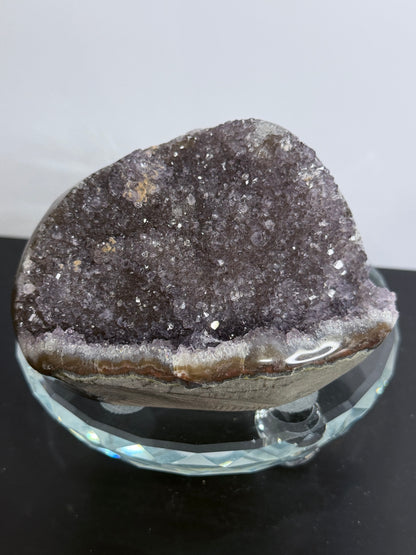 Red Amethyst Druzy Crystal Charging Bowl – Sparkling Agate Geode Freeform (410g)