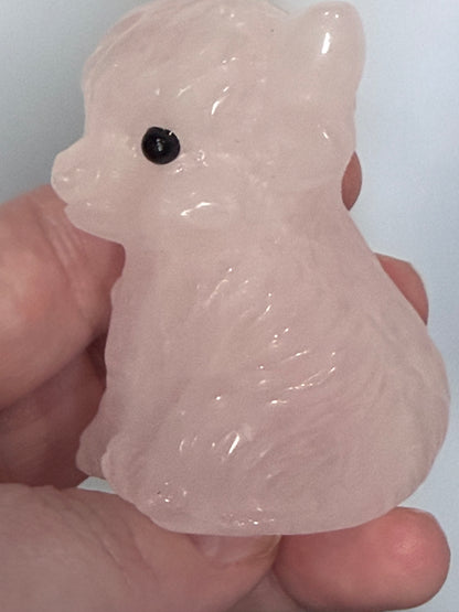 Rose Quartz Sitting Cow Carving – 6cm