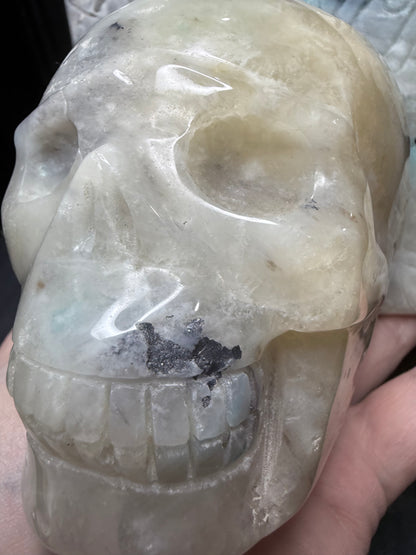 Caribbean Calcite Butterfly Skull Carving | 1.2kg | 14 × 12cm