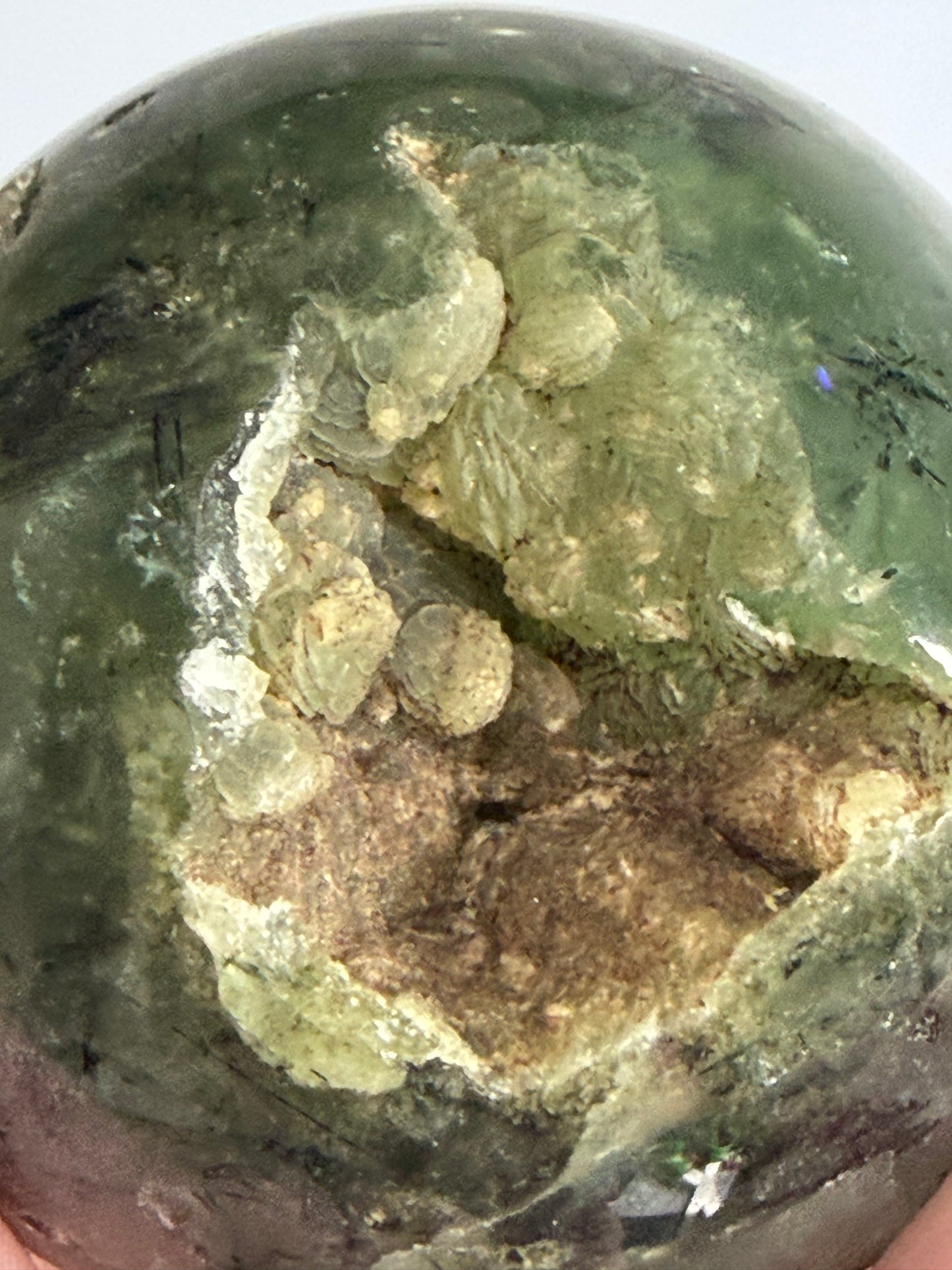 Botryoidal Prehnite with Epidote & Calcite Sphere B - 5cm