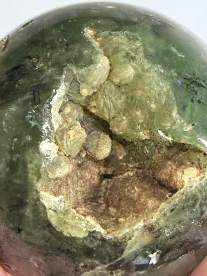 Botryoidal Prehnite with Epidote & Calcite Sphere B - 5cm