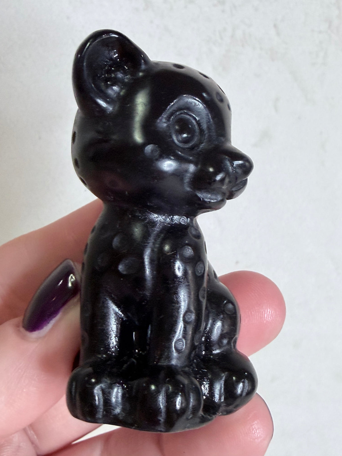 Black Obsidian Leopard Cub Carving – 6.2cm