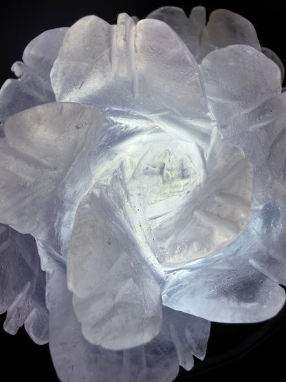 Rose Quartz Rose Carving with Light Base – 7.6 × 6.6 cm | 191g