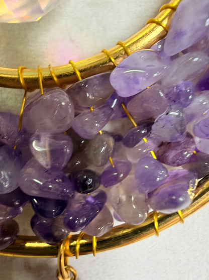 Amethyst Lotus & Crescent Moon Suncatcher – 35cm